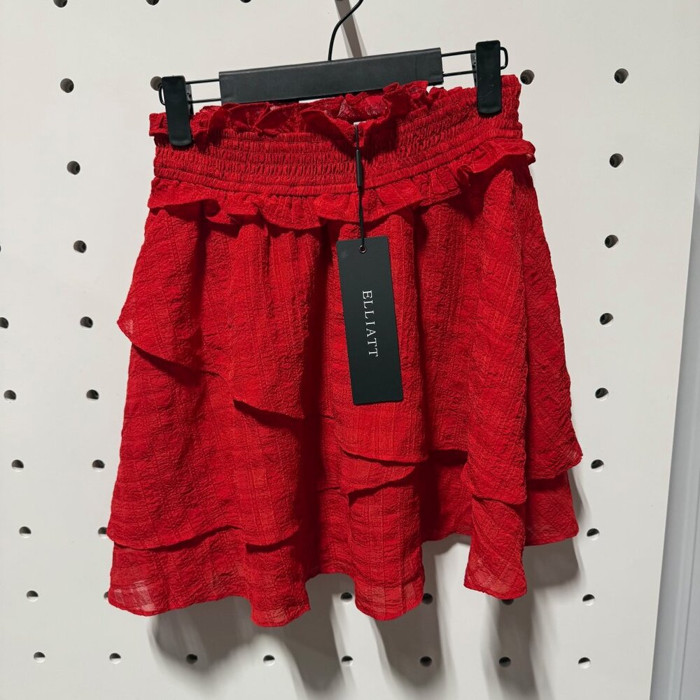 Elliatt Red Tiered Mini Skirt